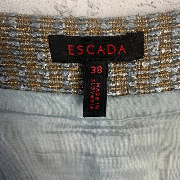 Escada Silk Wool Metallic Tweed Pencil Skirt - Picture 10 of 13